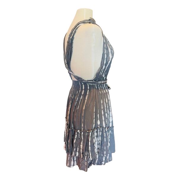 Y2k Boho Tie-Dye Mini Dress Deep V Adjustable Wrap Straps Size Small - Picture 4 of 8
